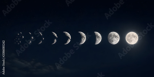 Obraz w ramie Moon Phase Sequence For Sleep Tracking Concept