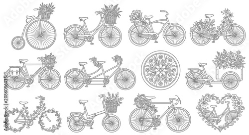 Vintage Bicycle Collection with Floral Decorations