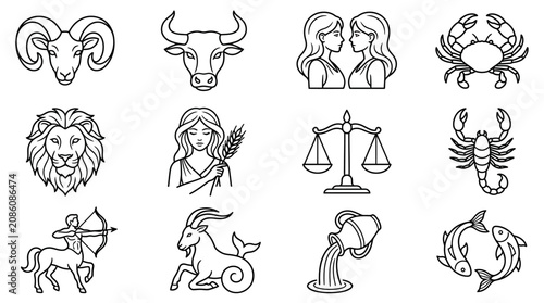Zodiac Signs Astrology Symbols Collection