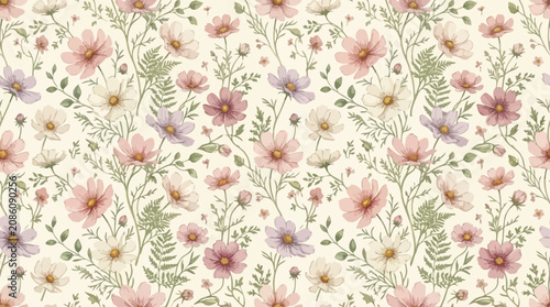 Vászonkép Vibrant floral pattern with flowers.
