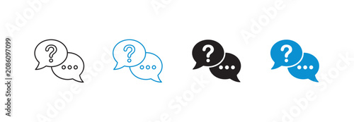 Customer support chat bubble icons with question mark for help desk and frequently asked questions