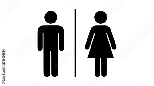 Black vector graphic illustration of male and female restroom signs