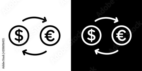 Bild auf Leinwand Dollar euro exchange icon set in solid and outline style