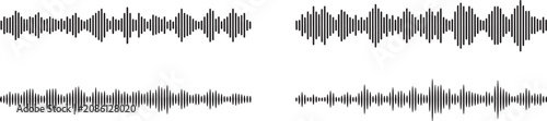 Bilde på lerret Audio waves set digital sound pulse vector icons black volume equalizer on transparent background