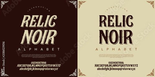 Obraz na płótnie Relic Noir Vintage Serif Font Decorative Display Typeface with Elegant Ornate Co