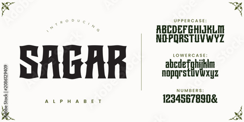Tableau sur toile SAGAR Alphabet Fantasy Serif Font Strong Tribal Style Typeface for Game Titles