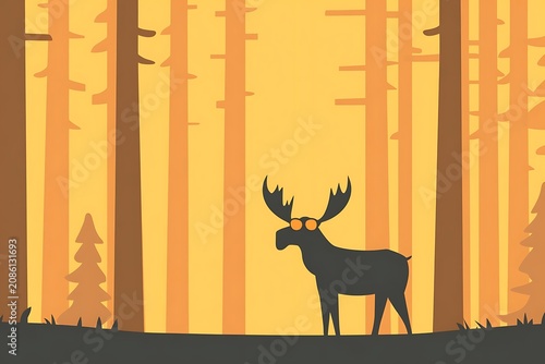 Stylish moose in a forest