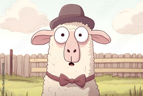 Sheep in a bow tie and top hat