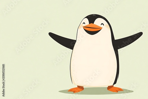 Happy penguin welcoming