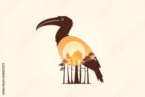 Tropical bird at sunset