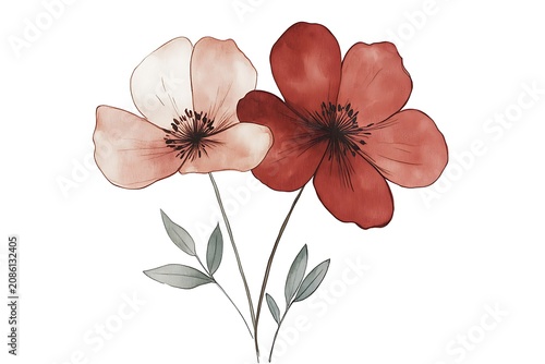 Watercolor flowers in soft and bold colors