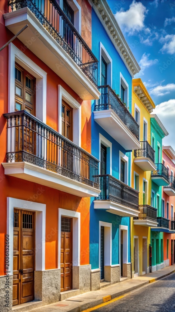 Obraz premium Colorful Buildings with Balconies