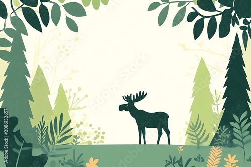 Serene forest with majestic moose