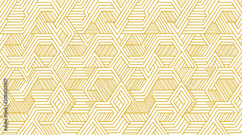 Tableau sur toile Geometric gold line pattern, luxury seamless art deco background, elegant yellow
