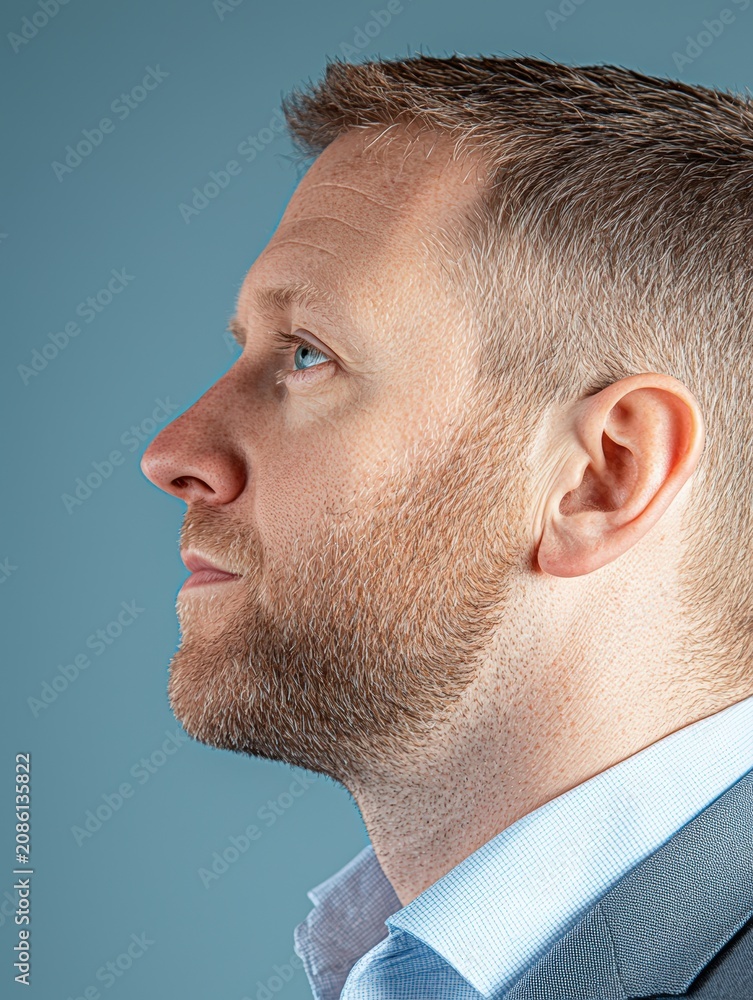 Fototapeta premium Side profile of a professional man looking ahead