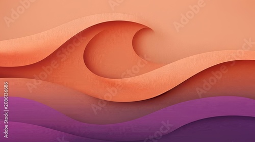 Abstract Background with Smooth Flowing Gradient Waves in Vibrant Orange and Purple Tones