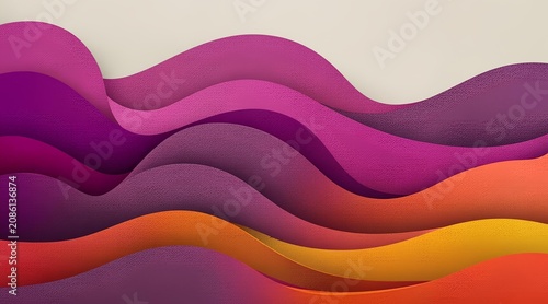 Abstract Paper Cut Background with Flowing Colorful Wavy Layers