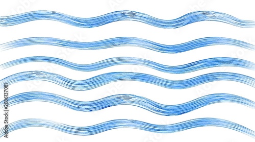 Blue Watercolor Wave Strokes Set Hand Painted Abstract Texture Elements