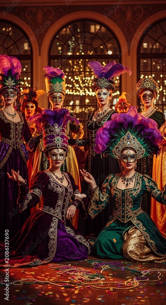 Fototapeta premium Velvet Masquerade: Enchantment in Gilded Light