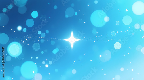 Shining white star on blue background