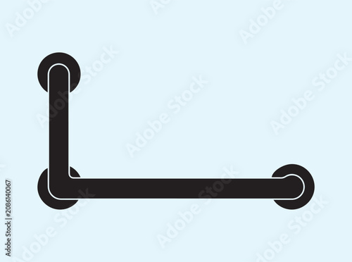 Solid black L-shaped safety rail silhouette featuring circular wall mounting plates