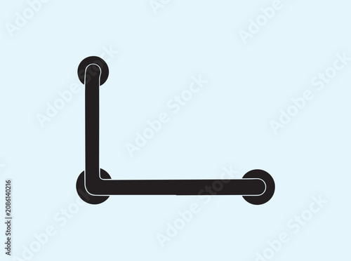 Clean graphic silhouette of an assistant handle designed for medical bathroom layouts