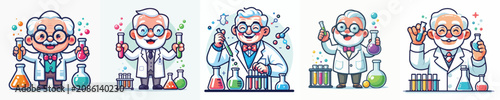Canvastavla Colorful cartoon scientist characters conducting experiments in laboratory