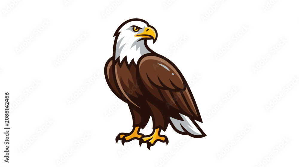 Fototapeta premium Illustration of a Majestic Bald Eagle Standing.