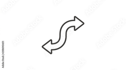 Foto Curved double arrow symbol in black outline style.
