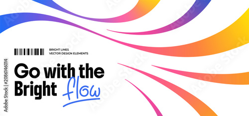Color Line Dynamic Wave Pattern Design. Abstract Curve Flow Element. Vector Rainbow Gradient. Geometric Splash Background. Dynamic Color Ribbon Sport Bg.