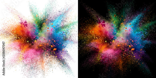 Abstract Vibrant Color Powder Explosion Cloud Isolated on Transparent Background PNG