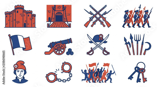 Foto French Revolution Symbols and Icons Collection.