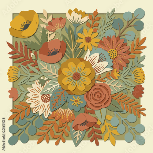 Paper Cutout Flower Bouquet - Autumn Palette