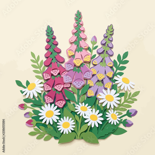 Papercraft Foxglove and Daisy Floral Arrangement