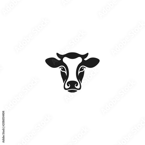 Black and white cow head illustration 6.