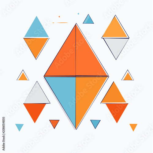 Abstract geometric pattern with orange, blue, and gray shapes