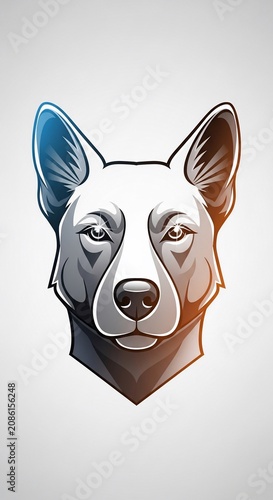 Crimson & Cyan Embrace: Fierce Canine Portrait