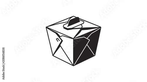 Minimalist Chinese Takeout Box Vector Icon