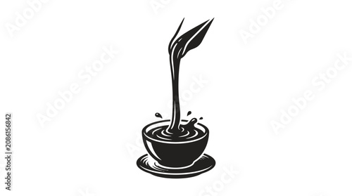 Minimalist Black Tea Pouring Into A Cup Icon