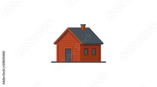 Minimalist Wooden Cabin Illustration