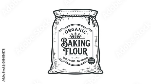 Organic Baking Flour Sack Logo Vector Illustration