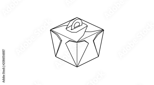Outline vector icon of a paper take out box