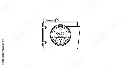 Recipe Folder with Digital Kitchen Timer Icon