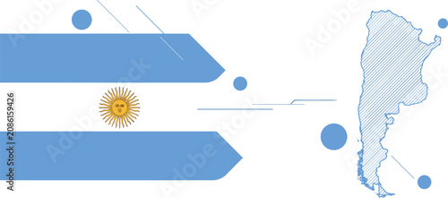 Obraz na plátně Argentina national flag and map vector infographic template design featuring abs