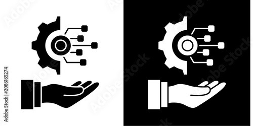 Digital Innovation Icon Set White Glyph Style Collection