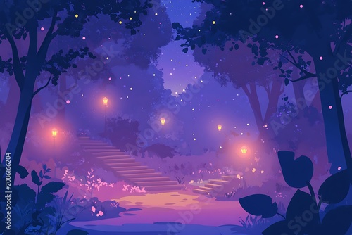 Enchanted forest path at twilight