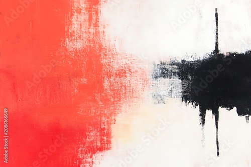 Vibrant red and black abstract painting
