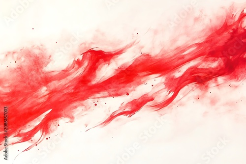 Swirling red paint on white background