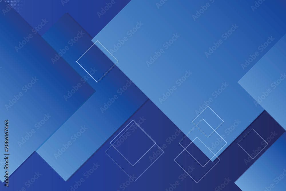 Fototapeta premium Geometric blue-toned abstract shapes on gradient background