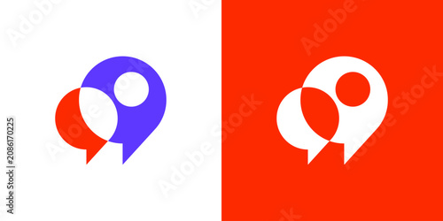 logo design combining people and chat, design vector icon idea